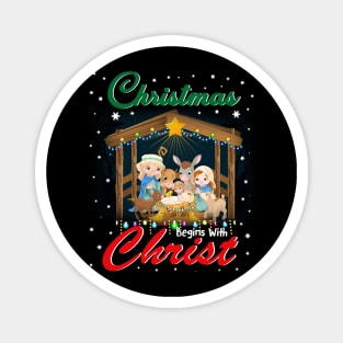 Christmas Begins With Christ TShirt Christian Holiday Jesu Magnet